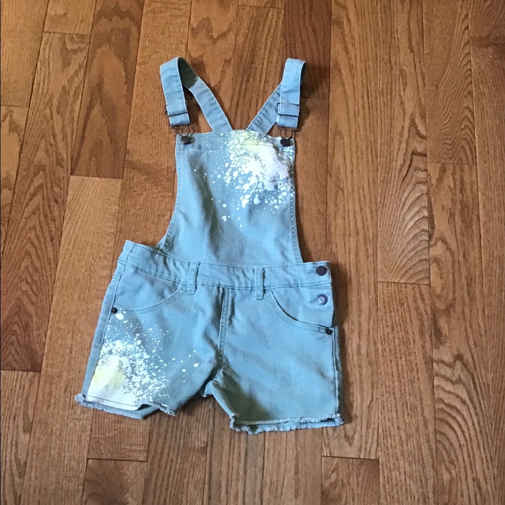 Navy green overall shorts